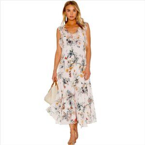 Rebecca Taylor Meadow Ruffle Silk Floral Maxi Dress